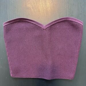 Babaton Plum Ribbed Cropped Tube Top